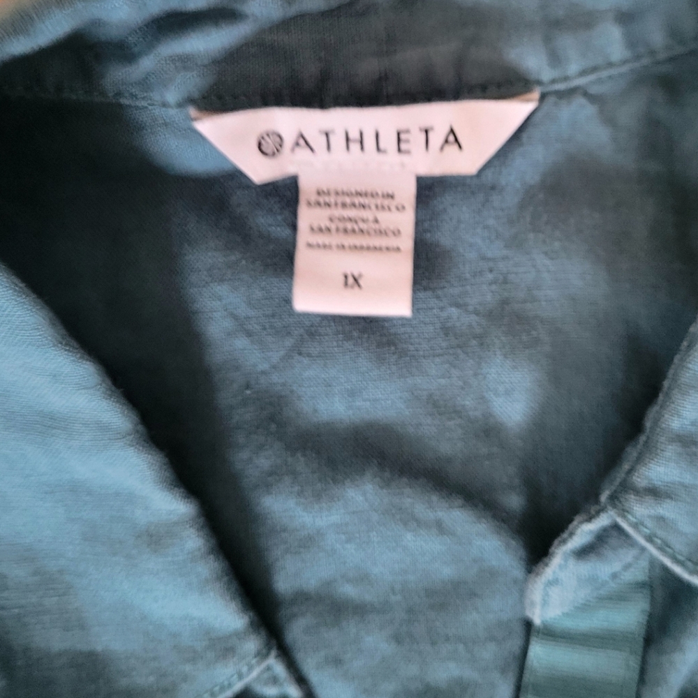 Athleta 100% Linen Wrap Crop Blouse Size 1X - Picture 5 of 9